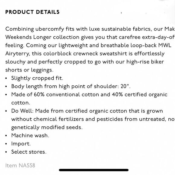 NWT Madewell Airyterry Colorblock Crop Sweatshirt - Picture 8 of 8